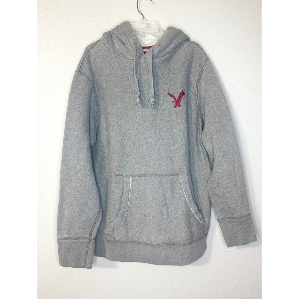 American Eagle Eagle Fleece Gray Pullover Hoodie Men's Medium M - Picture 2 of 9
